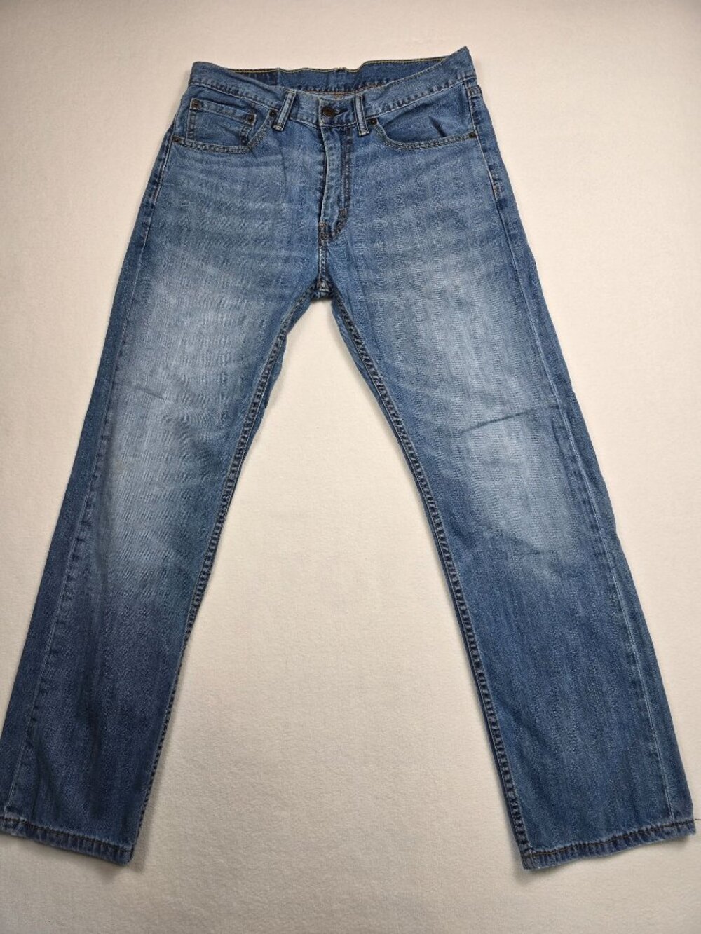 Levis 505 Mens Straight Fit Jeans W31 L30 Mid Blue Denim